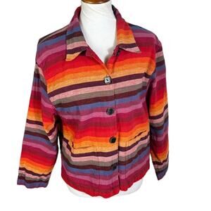 Tantrum Blues Vintage Southwest Striped Rainbow Cotton Shacket Size L